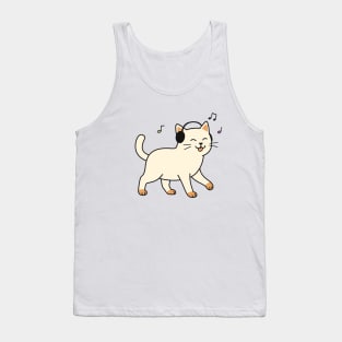 "Dancing Cat with Headphones" Tank Top